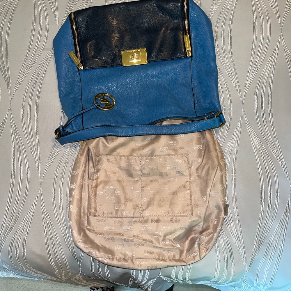 Vintage Michael Kors Hamilton Blue Leather Hobo Bag - Picture 10 of 15
